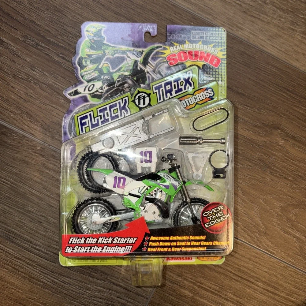 Vintage‎ 2000 Flick Trix Motocross Bike 10 Kawasaki Spin Master Toys RARE